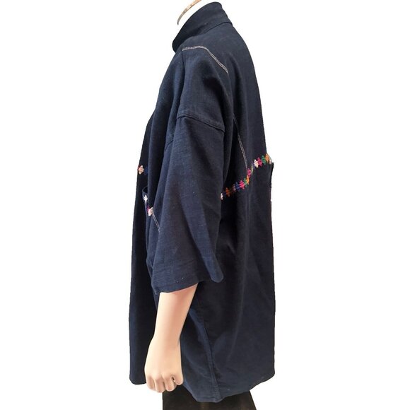 Classy City Chicks Guatemalan Made Cotton Acrylic Mens Short Sleeve Navy Blue Em - Picture 3 of 12